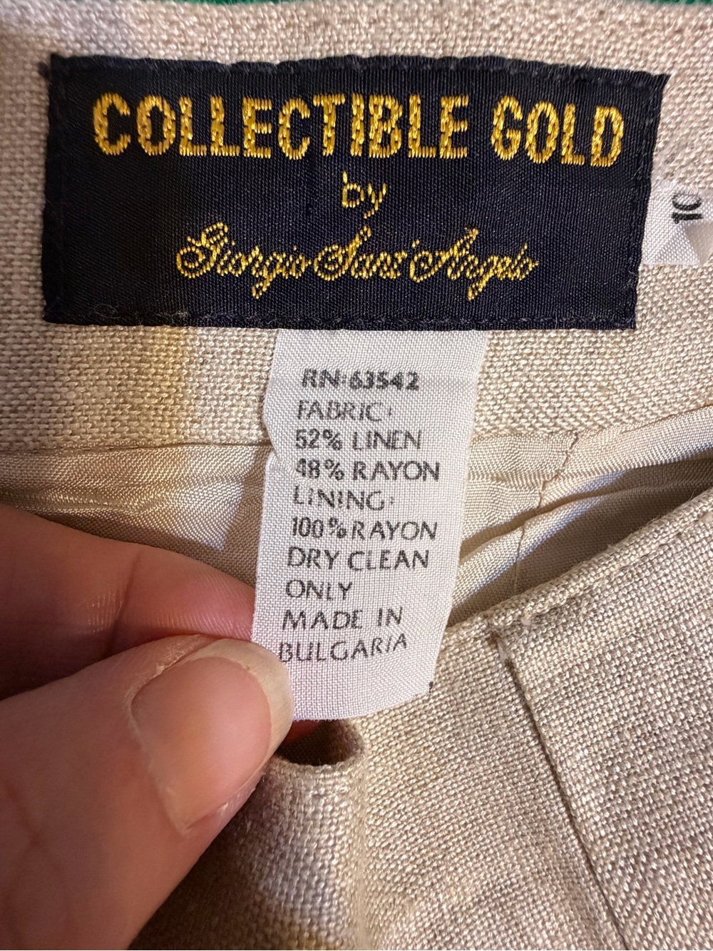 Vintage “Collectible Gold by Giorgio Sant’Angelo” Pleated Linen Trousers
